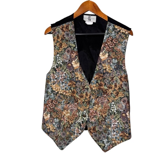 Vintage Jackets & Blazers - Vintage Cotton Ginny Tapestry Floral Vest Size Small